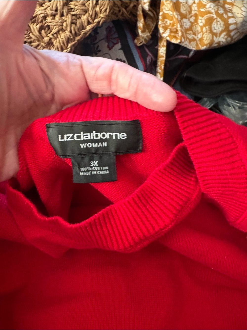 Liz Claiborne Women’s Bright Red crew neck Sweater with gold buttons at side